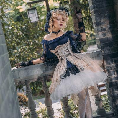 China Classic Lolita Elegant Tulle Underskirt Dry Cleaning Steel Boned Petticoat Gray Ivory Midi Skirt Black White Service for sale