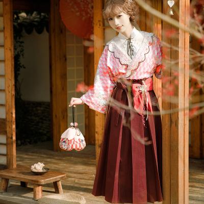 China Soft Cotton Blend Tsukimi Sakuradori with Lolita Handmade Japanese Taish Period Arrow Patterned Sakura Cherry Blossom Inspired Japanese Style Pouc for sale