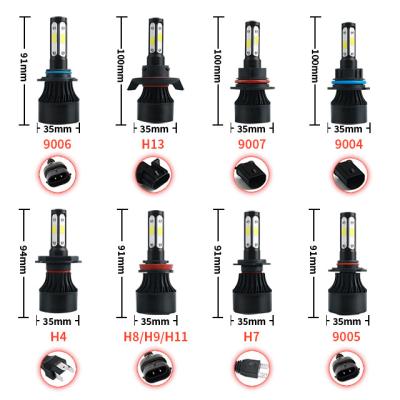 China High Brightness Replacement Headlights H4 4 Sides S2 COB 360 Led H7 H11 H15 LED Motorcycle Car Bulb Lights Auto Headlamps for sale