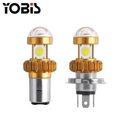 China Car Headlight Fog Light Motorcycle Side Headlight H4 BA20D Powerful 3 Led Bulb For Motorcycle for sale