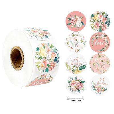 China Hot Selling Mixed Design Label Colorful Barcode Pattern Gift Box Round Paper Stickers for sale