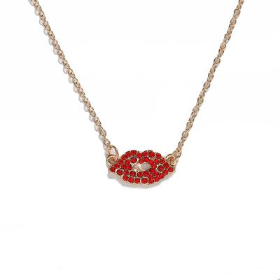 China Yttria Cute Sexy Red Lips Necklace For Women for sale