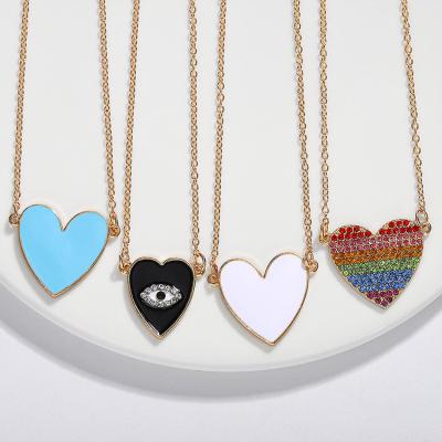 China Cute White Enamel Heart Yttria Pendant Necklace for sale