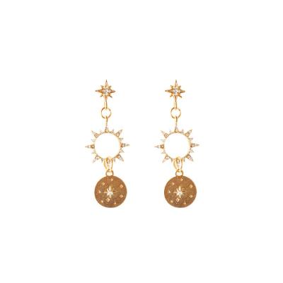 China BOHEMIA Yttria Boho Luxury Vintage Statement Earing Sun Moon Gold Stars Drop Rhinestone Earrings for sale