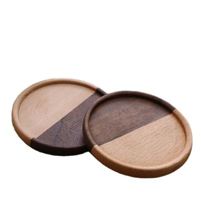 China Custom Wholesale Round Heat Insulated Square Coaster Viable Wooden Logo Cup Tableware Wooden Pad Beech Coaster for sale