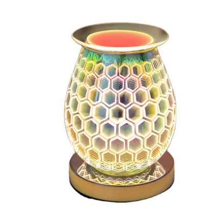 China Electric Aromatherapy Wax 3D Wax Aroma Lamp Essential Oil Melter Night Light Scented Lamp Glass Candle Holder for sale