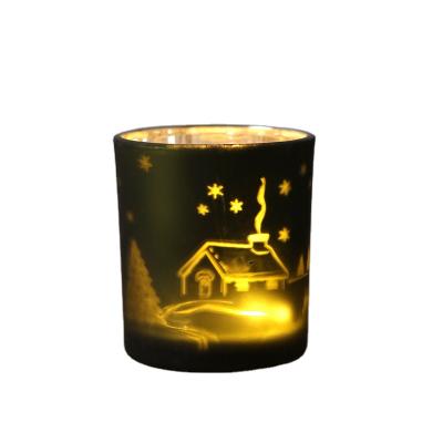 China European Luxury Distinctive Colorful Christmas Container Christmas Style Candle Cup Candle Jars Glass Holder for sale