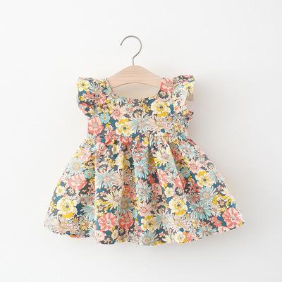 China 2022 New Summer Style Breathable Children Fashion Little Princess Floral Dress Pure Cotton Little Girl Skirt for sale