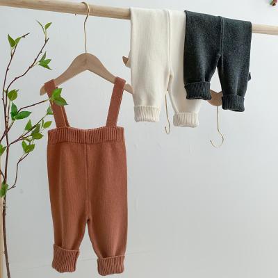 China Baby Boy Girls Overall Pants Autumn Children Kids Casual Pants Baby Boy Clothing Plus Size Pure Color Girls Knit Braces Pants for sale