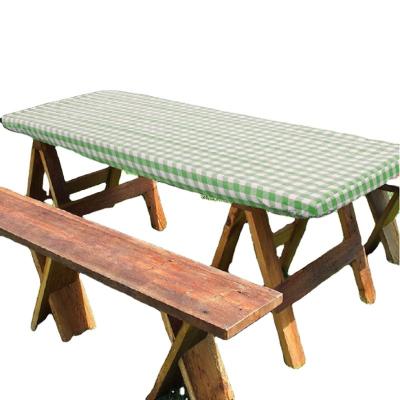 China Waterproof Checkered Gingham Pattern Picnic PVC Bench Cover Vinyl Table Cover for sale