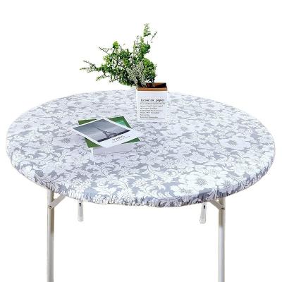 China Vinyl Table Cover Waterproof Fitted Elastic Edged Flannel Backed Round, Elastic Suitable for Table Mat-Suitable for 45