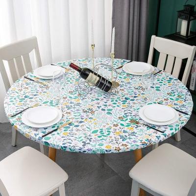 China Flannel Backed Waterproof Vinyl Tablecloth Elastic Edged Home Decor for sale