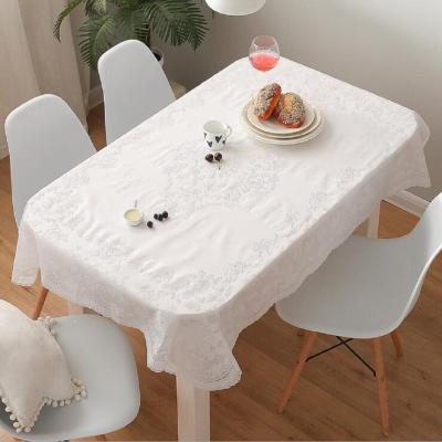 China Wedding Party Waterproof and Oil-resistant Anti Disposable Warm Coffee Table Cloth Lace Tablecloth Floral PVC Outdoor Banquet for sale