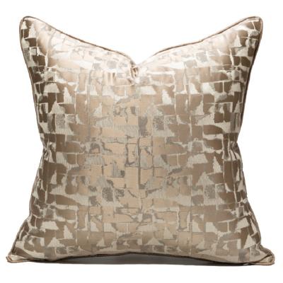 China Antistatic Gold And White Mottled Pattern Jacquard Plain Cushion Cover For Living Room for sale