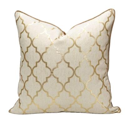 China Folded Gold And White Geometric Jacquard Pillow Covers For Couch Sofa Bed Chair Car Home Decor for sale