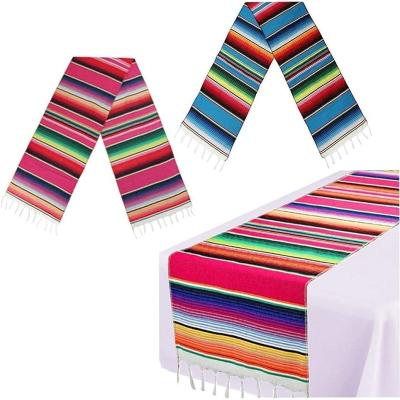 China Mexican Serape Table Runners Mexican Fringe Cotton Table Runner For Outdoor Picnics Dining Wedding Party 14*84inch Striped Hotel Printed for sale