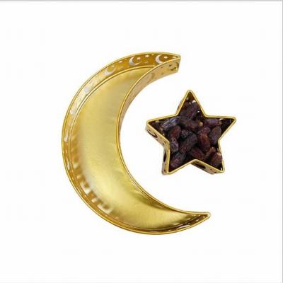 China Muslim Crescent Moon Star Eid Ramadan Party Food Tableware Dessert Pastry Tray Display Holder Decor Ornament for sale