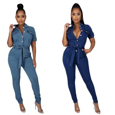 China 2022 Breathable Breathable Casual Buttons Down Short Suspender Women Overalls Jeans Sheath Skinny Ladies Overalls for sale