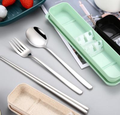 China Portable Stocked Amazon 304 Stainless Steel Dinnerware Set 3 Piece Set Spoon Fork Chopsticks Company Event Logo Customized Gift for sale