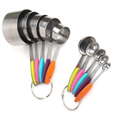 China Viable Wholesale Silicone Handle Stainless Steel Ten-Piece Measuring Cup Doser for sale