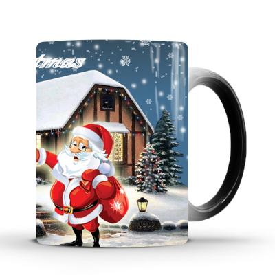 China Sustainable Ceramic Heat Sensitive Warm Color Changing Coffee Mug Christmas Mug for sale