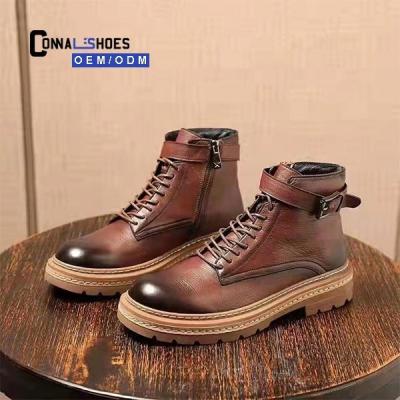 China Fashion Trend Custom Winter Bush Laceup Comfortable Off The Ankle Leather Men Casual Western Boots for sale