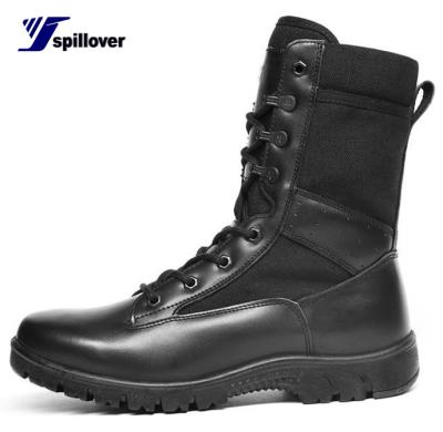 China New Anti-Slip Top Black Combat Boots Genuine Leather Rubber Tactical Boots for sale