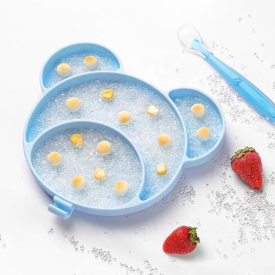 China Manufacturer Babi Feeding Set of Novelty Bear Shape Silicone Kids Dinner Suction Dish Baby Feeding Supplies for sale