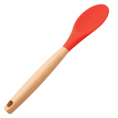 China Bamboo Handle Set High Quality Cooking Colorful Silicone Spoon BPA Free Silicone Spatula Kitchenware Tool Kit Viable for sale