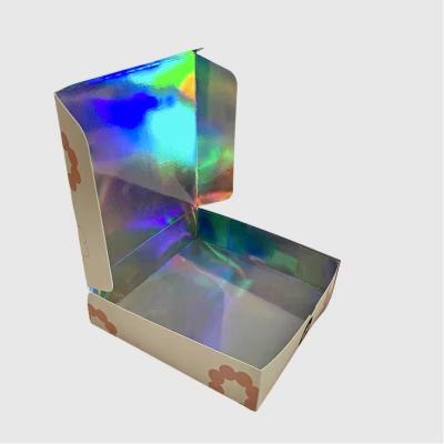 China Biodegradable Hologram Gold Metallic Silver Foil Stamping Holographic Packaging Paper Boxes for sale