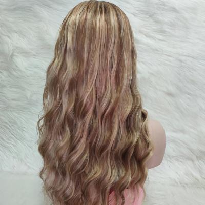 China New Product Female Wavy Futura Body Wave Long Wig Accented Wigs Heat Resistant Synthetic Lace Front Wigs for sale