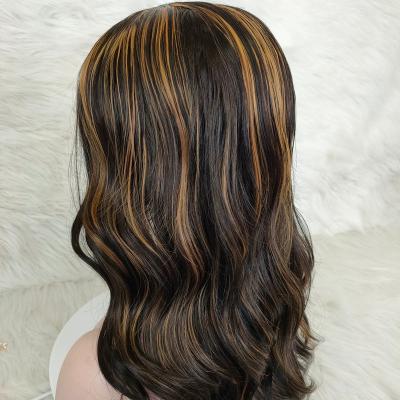 China Hot Sales Body Wave Lace Front Wigs Synthetic Wavy Texture Synthetic Hair Wigs With Highlights For Women for sale