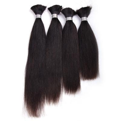 China Grade 8A Double Weft Machine Silky Straight Brazilian Bulk Human Hair Extensions Strong Cheap Brazilian Hair No Weft for sale