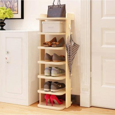 China Save Space Standard 6 Tier Modern Wooden Shoe Rack Designs for sale