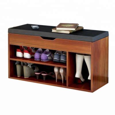 China Eco-friendly Modern Wooden Shoe Storage Bench With Cushion Storage Stool for sale