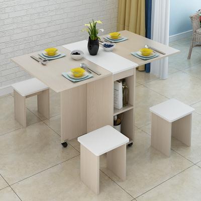 China CLJS Solid Wood Hot Selling Multifunctional Folding Wooden Dinner Table Set for sale