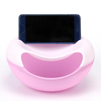 China Disposable Creative Plastic Snack Bowl Disposable Fruit Melon Seed Nut Fruit Dish Dry Tray with Mobile Phone Holder for sale