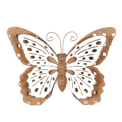 China Contemporary Wall Art Butterfly Metal Butterfly Wall Hanging Decoration 3D Double Layer Vintage Sculpture for sale