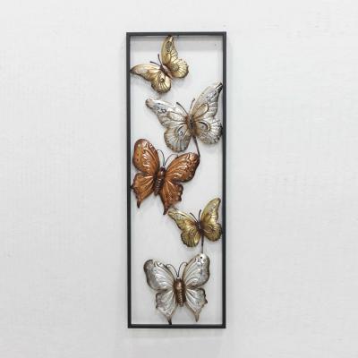 China Modern Home Decoration Metal Gold And Silver Butterfly Wall Art With Frame for sale