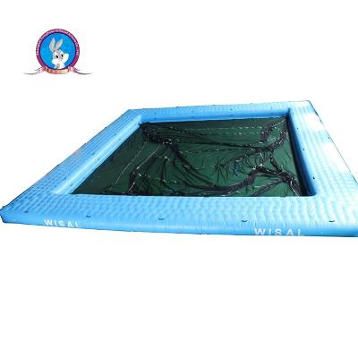 China Water Amusement Places Inflatable floating swimming pool with net for sale