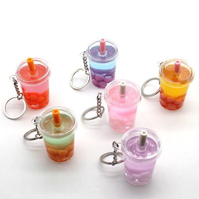 China Car Beverage Tea Mini Pearl Milk Cup Key Chain America Juice Key Chain Lovers Creative Simulator Handmade Solid Pendant Decoration for sale