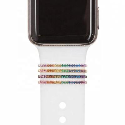 China Hot Selling America Iwatch Accessories Apple Watch Custom Band Charm Tiny Rainbow Crystal Bars for sale