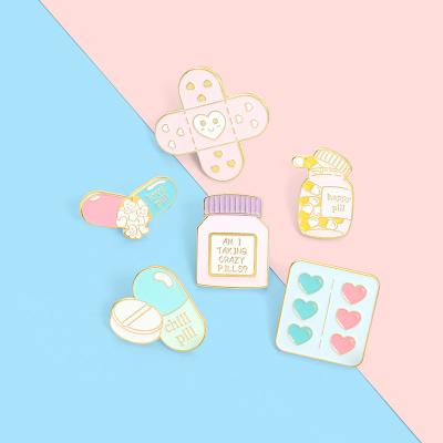 China Wholesale America Ready To Ship Metal Lapel Soft Bulk Badge Cute Medical Enamel Pin Pill for sale