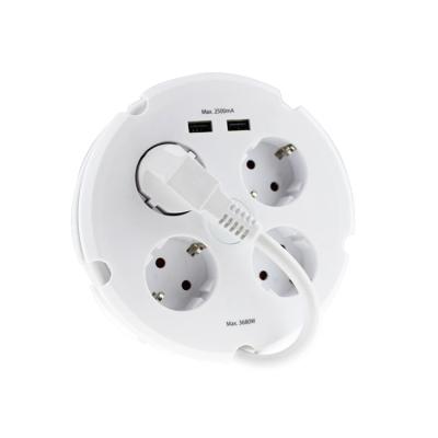 China Tether Security Germany Plug Revolving Multiple Power Strip 4 Outlet With Dual USB Ports And Retractable Cord for sale