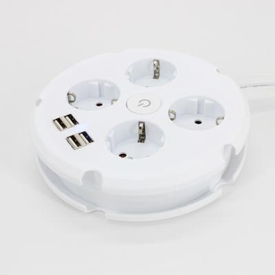 China Residential / Multipurpose Desktop Power Strip Socket Extension Cord Socket with 4 Outlets 4 USB for sale