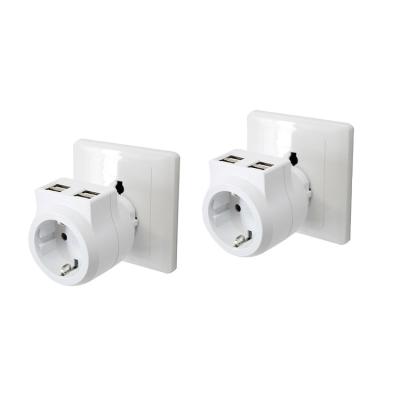 China 2pcs Travel Commercial Adapter Plug Universal Quick Germany EU USB Charger Extension Power Plug Wall Socket for sale