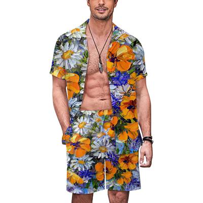 China Anti-pilling 2024 Desen New Men's Xiawei Beach Suit Short sleeved Flower Set Summer Set Beach Sports Suit Men's Casual Set for sale