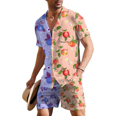 China Anti-pilling 2024 Desen New Men's Xiawei Beach Suit Short sleeved Flower Set Summer Set Beach Sports Suit Men's Casual Set for sale