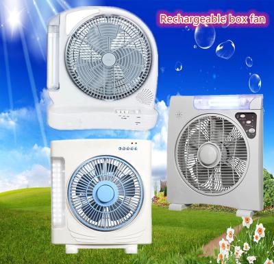 China Lowest Price Plastic Solar Rechargeable Box Fan With AC/DC Auto Changeover 10