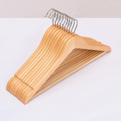 China Popular Supplier Minimalist Wooden Hangers Non-slip Groove Cut Wooden Hangers are cheap and durable wooden hanger for sale